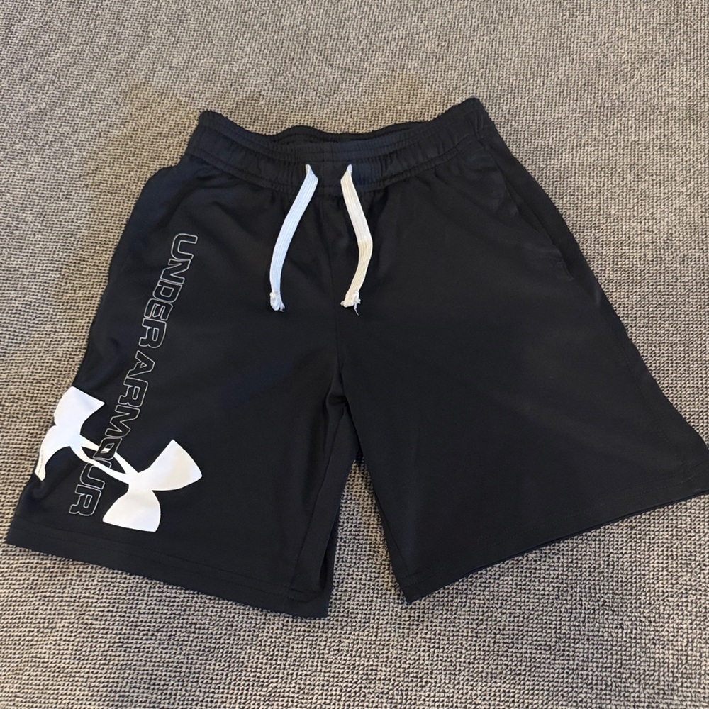 Under Armour Black Athletic Shorts with White Accents